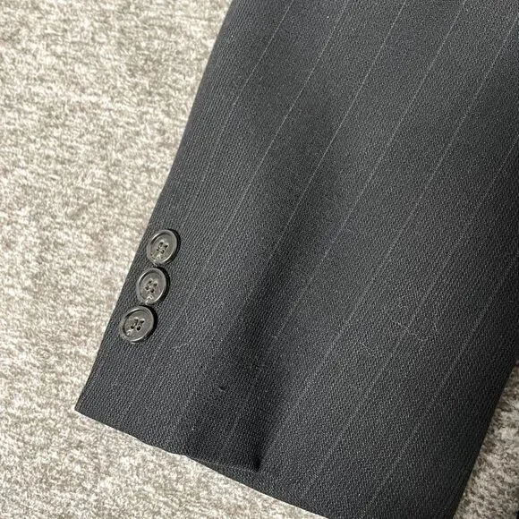 Corneliani Blazer Mens Size 50 (US 40) Black Gray‎ Pinstripe 2 Button Coat ITALY
